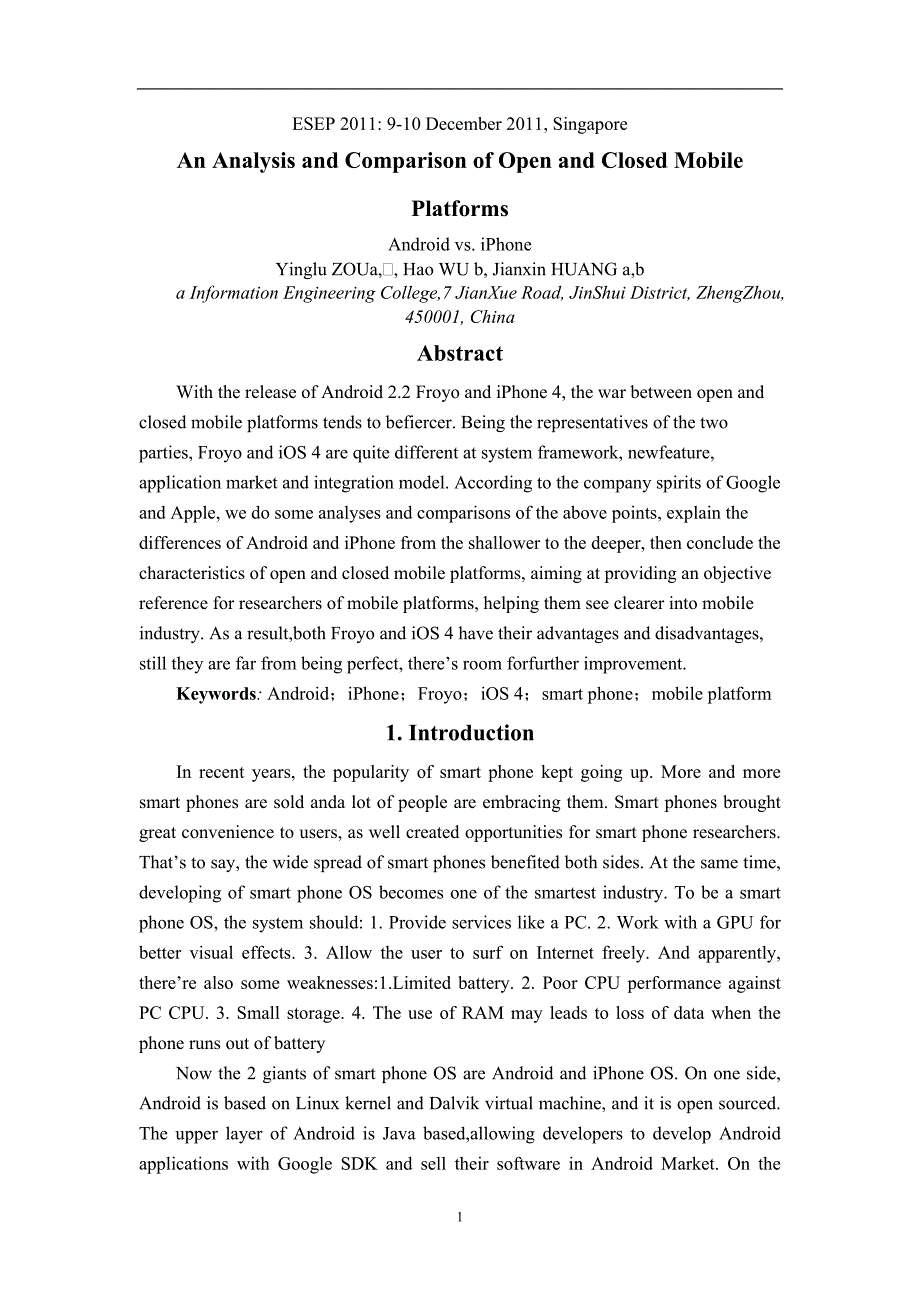 （毕业设计论文）安卓系统与IOS系统比较—英文文献翻译（适用于外文翻译+中英文对照）_第1页