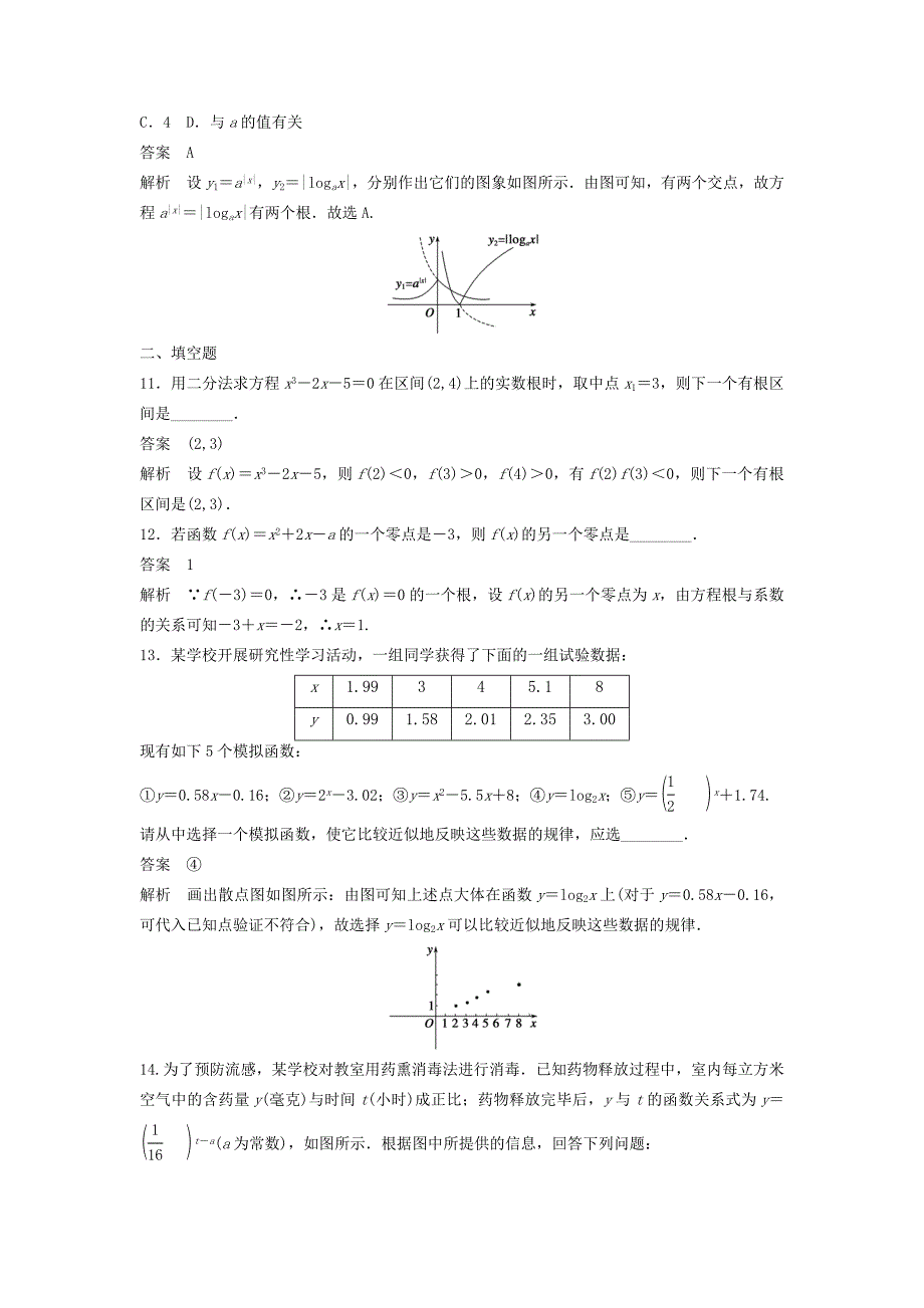 2016新人教a版高中数学必修一第三章 函数的应用章末检测_第3页