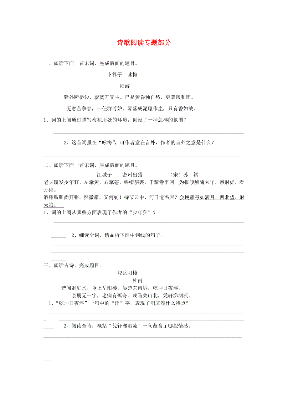 2018山东省临沂市中考语文二轮复习（诗歌阅读）_第1页