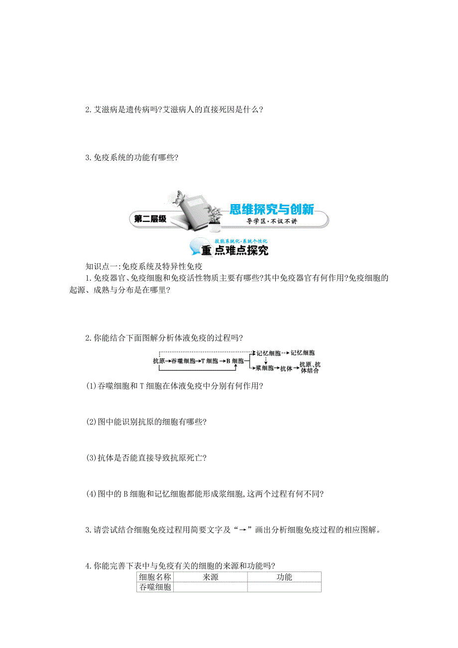 高中生物 2.4免疫调节导学案 新人教版必修3_第2页