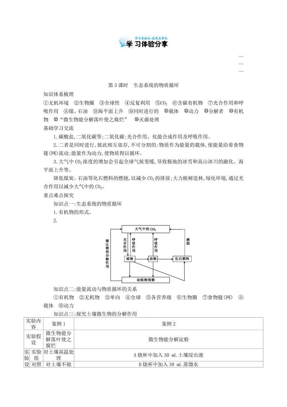 高中生物 5.3生态系统的物质循环导学案 新人教版必修3_第5页