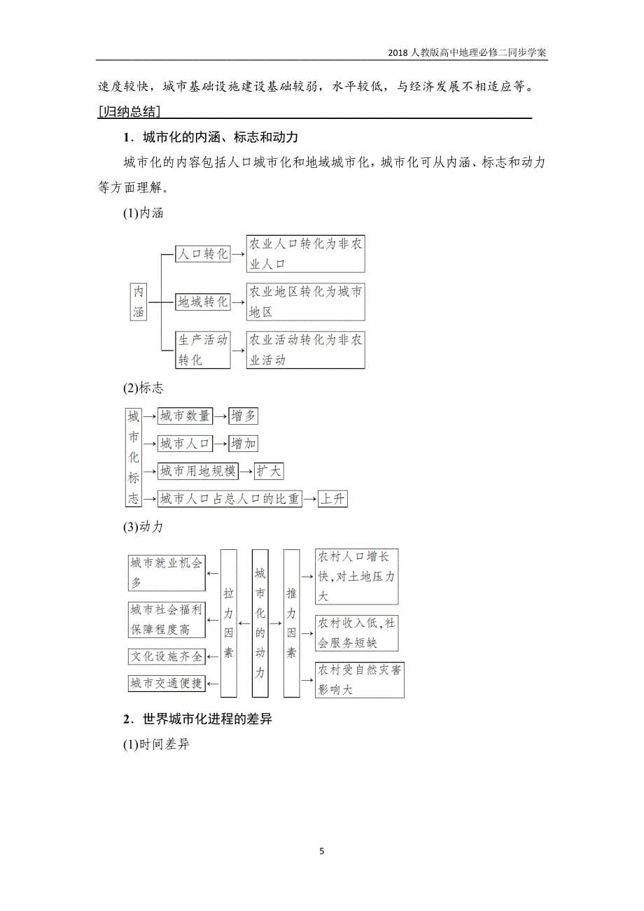 2018年高中地理必修二学案第2章 第3节 城市化学案含答案人教版_第5页