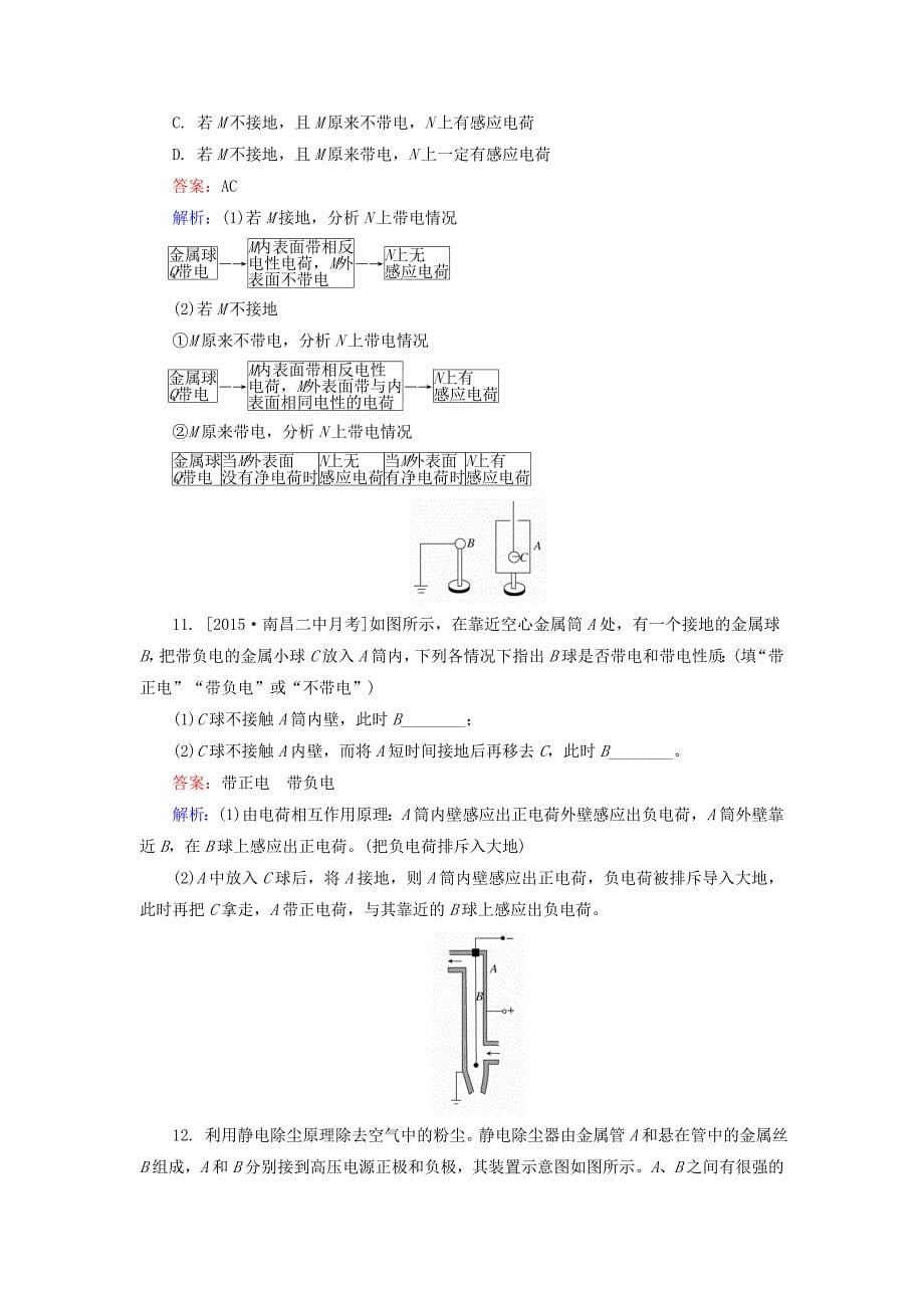 高中物理 1.7静电现象的应用课时精炼 新人教版选修3-1_第5页