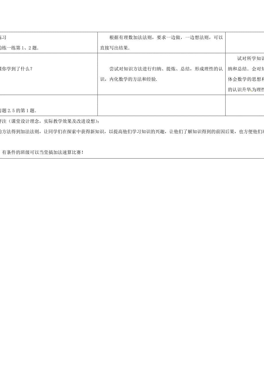 七年级数学上册 第二章 有理数 2.5 有理数的加法与减法（第1课时）教案 （新版）苏科版_第5页