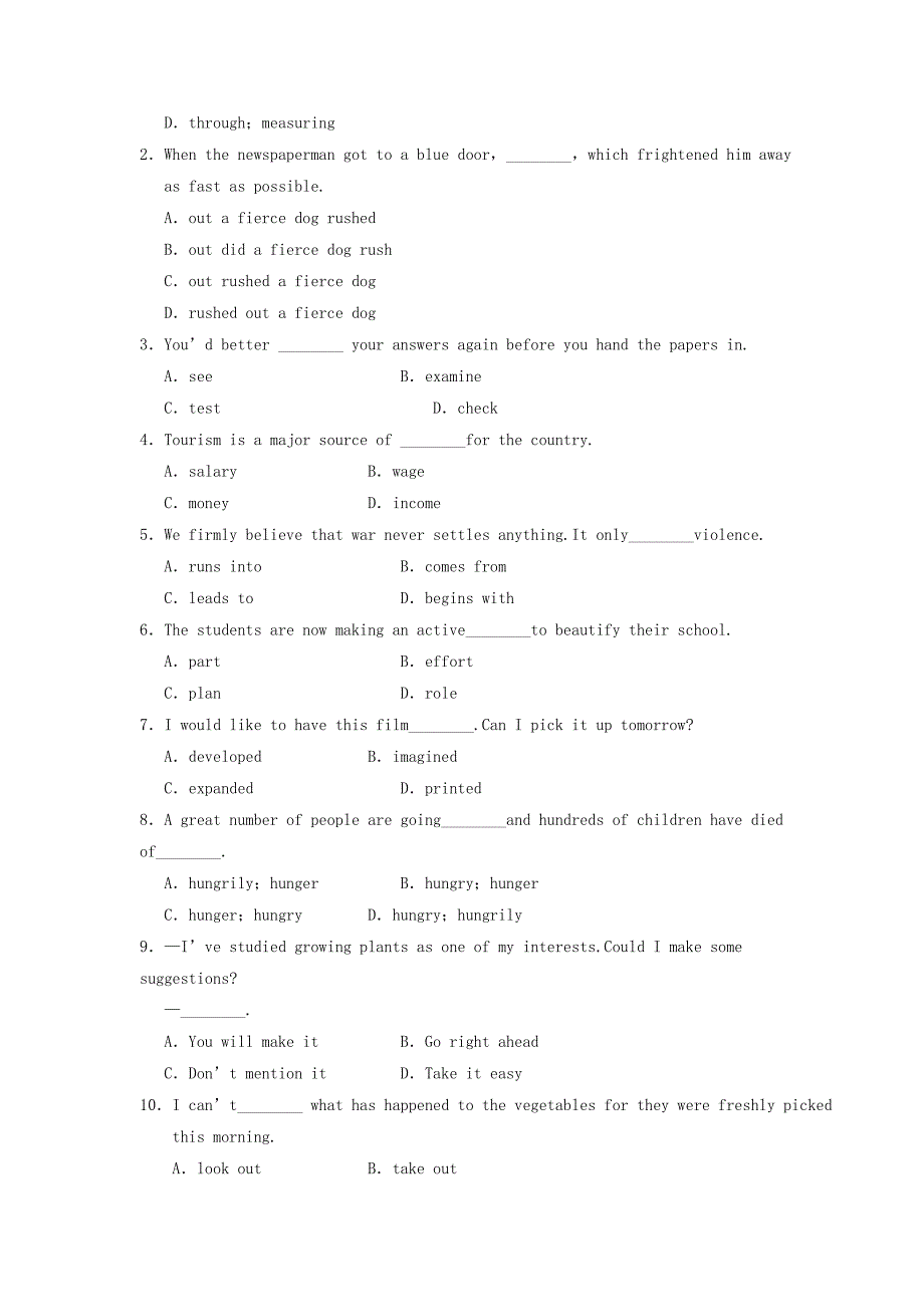 高中英语module2developinganddevelopedcountriesperiodwarmupreading同步测试2外研版必修3_第3页