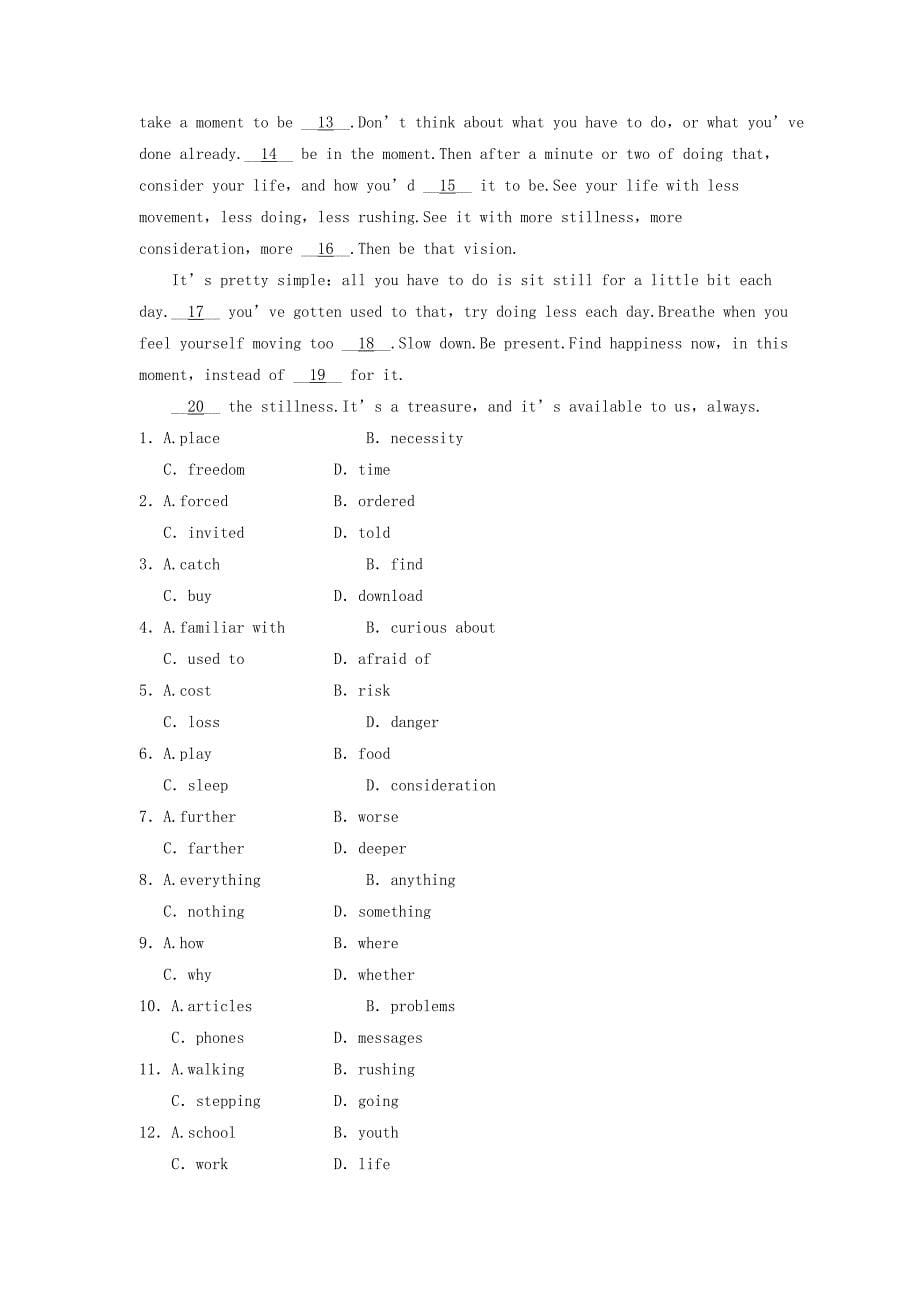 高中英语module4sandstormsinasiaperiodtwointegratingskills同步测试外研版必修3_第5页