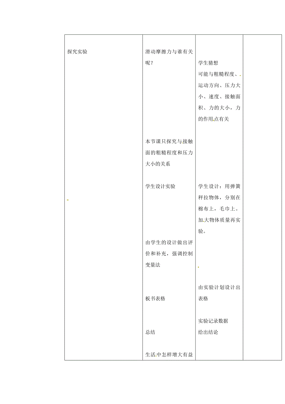 沪科版八年级物理上册　6.5 科学探究摩擦力 教案1_第2页