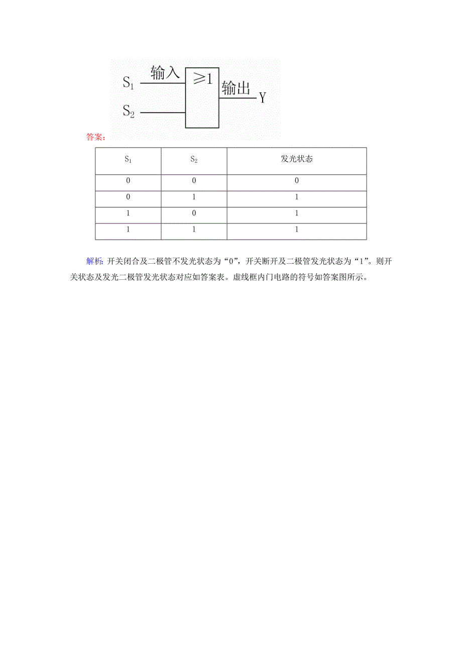 高中物理 2.11简单的逻辑电路对点集训 新人教版选修3-1_第3页