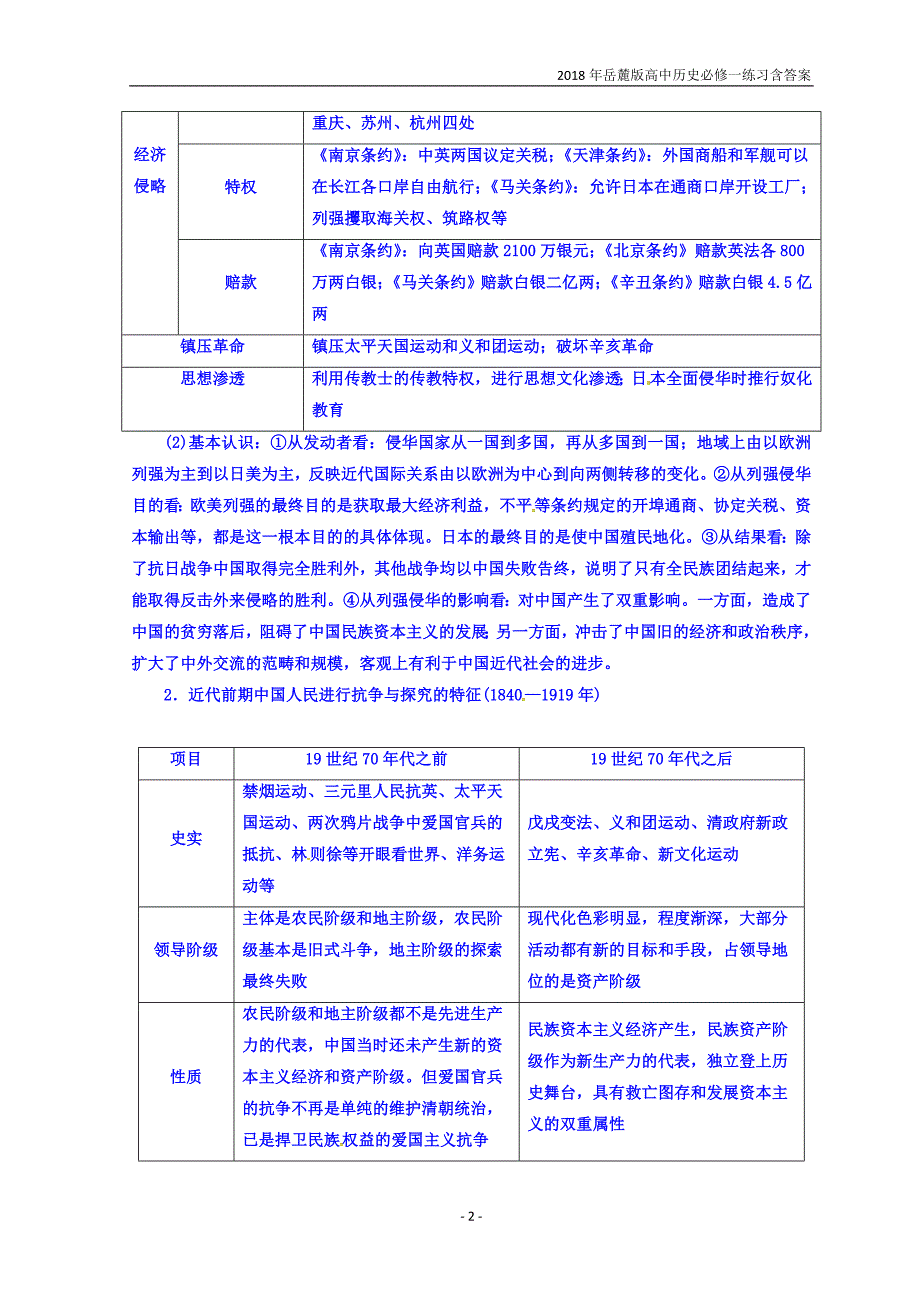 2018岳麓版高中历史必修一第四单元内忧外患与中华民族的奋起练习含答案_第2页