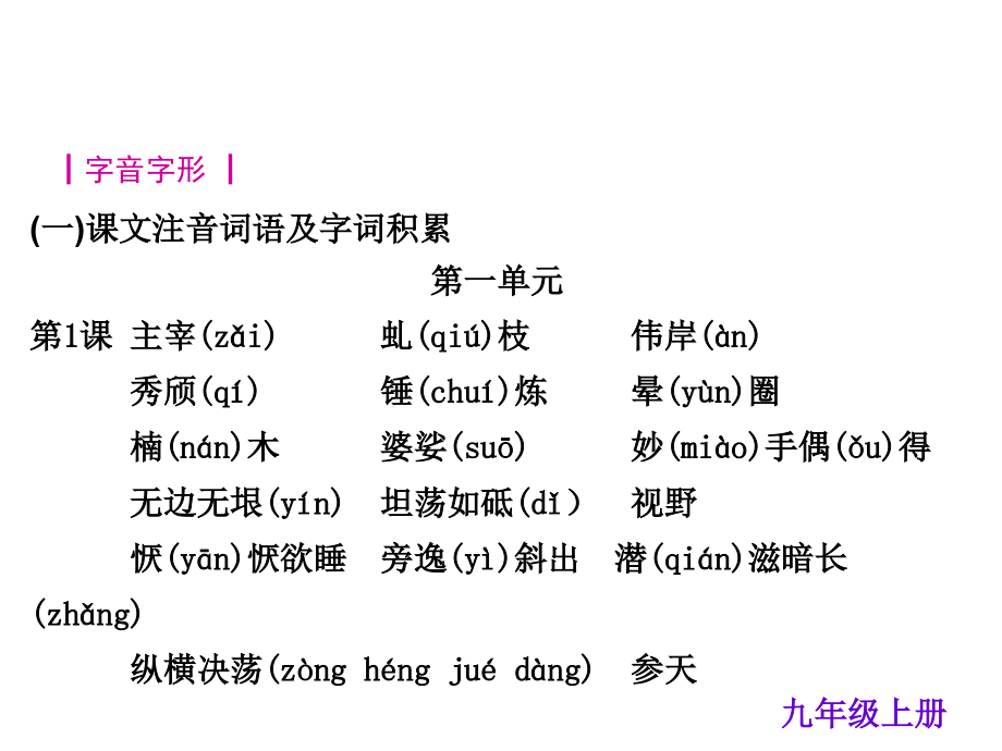 中考夺分广西玉林市防城港市（语文版）2015年度中考九年级语文复习课件（九上）（共276张ppt）_1_第2页