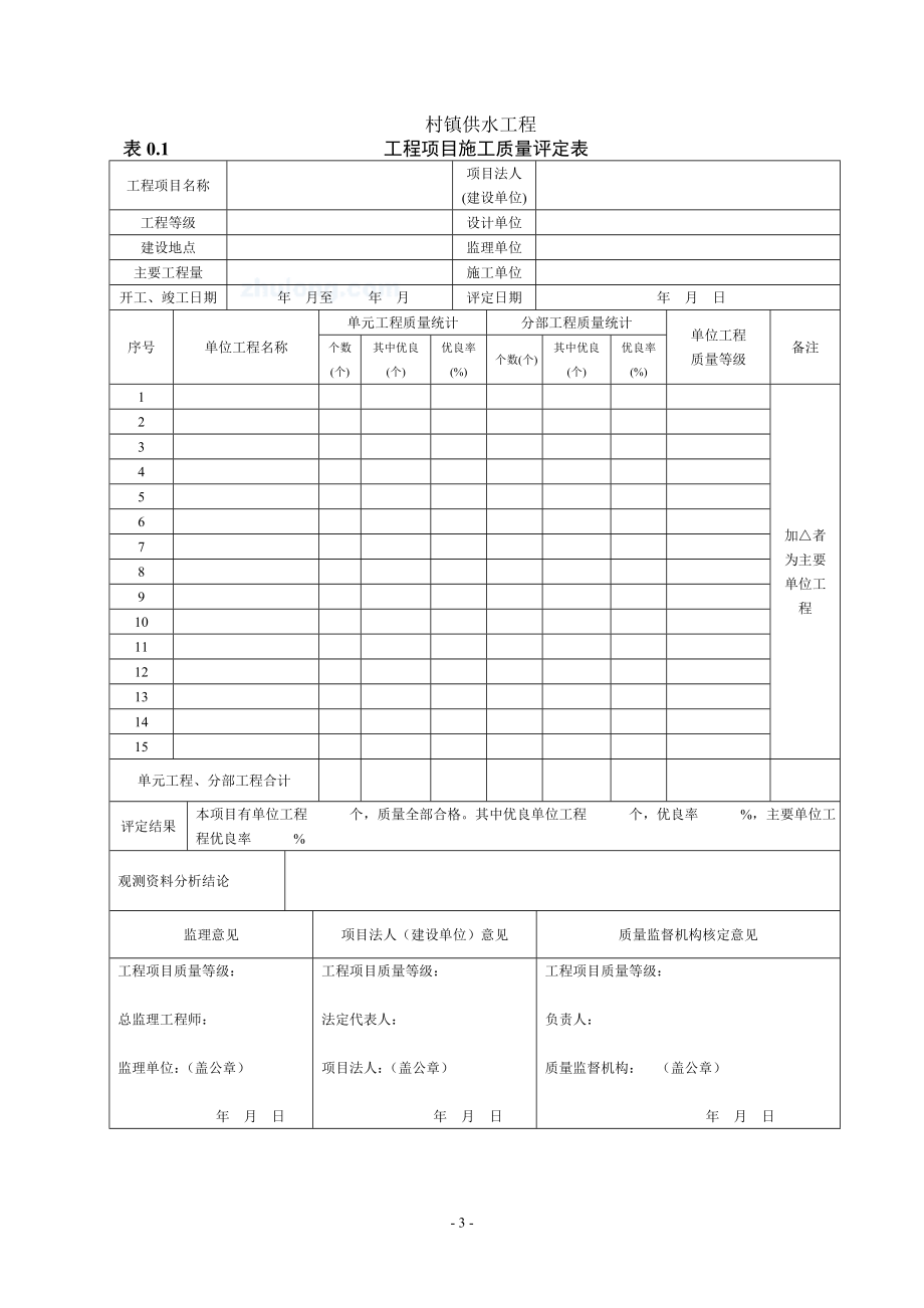 村镇供水工程施工质量验收评定表与填表说明_第3页