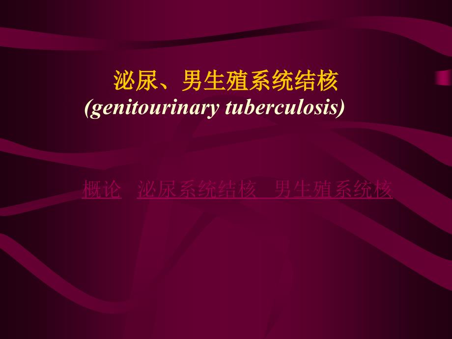 医学类泌尿男生殖系统结核（genitourinary tuberculosis）课件_第1页