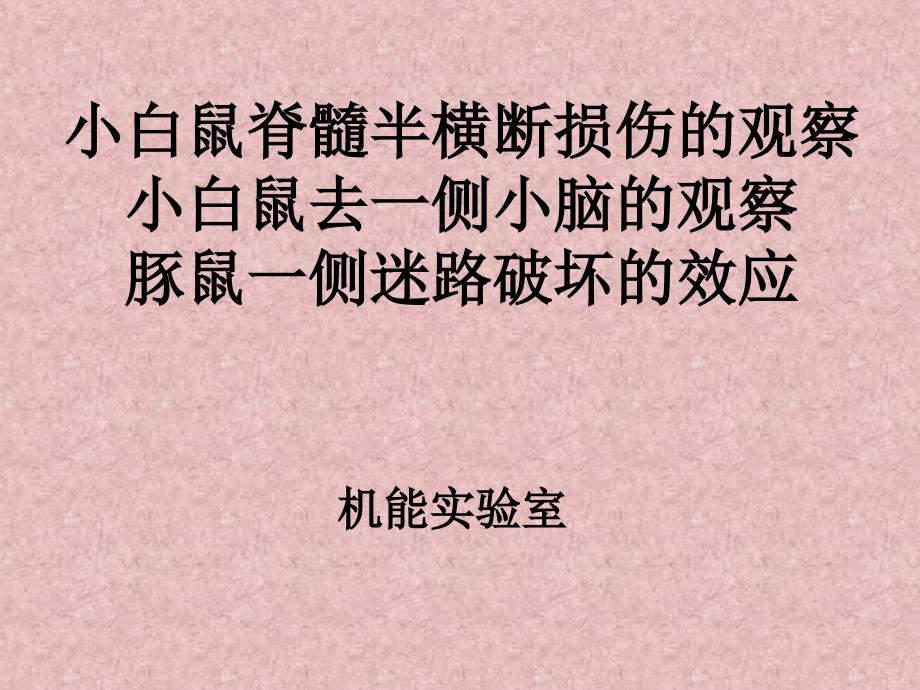 小白鼠脊髓半横断一侧小脑迷路破坏观察课件_2_第1页