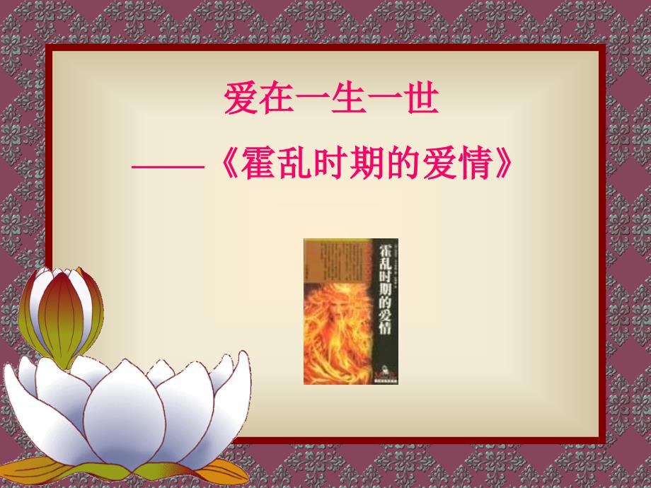 文学研究《霍乱时期的爱情》ppt模版课件_第1页
