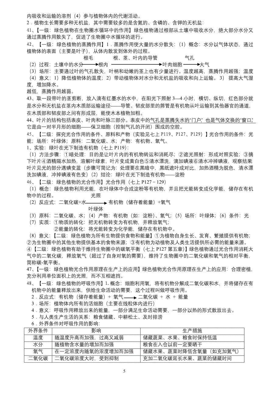 广东省生物会考大纲整理的初中生物会考复习资料_第5页