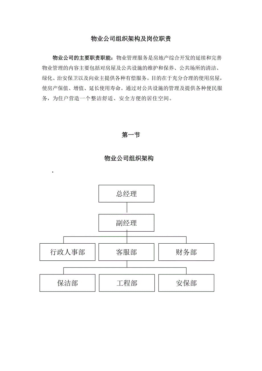 物业公司组织结构和职能部门及岗位职责(通用)_第2页