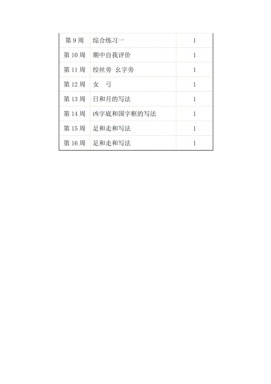 二年级上册写字教学计划_第3页