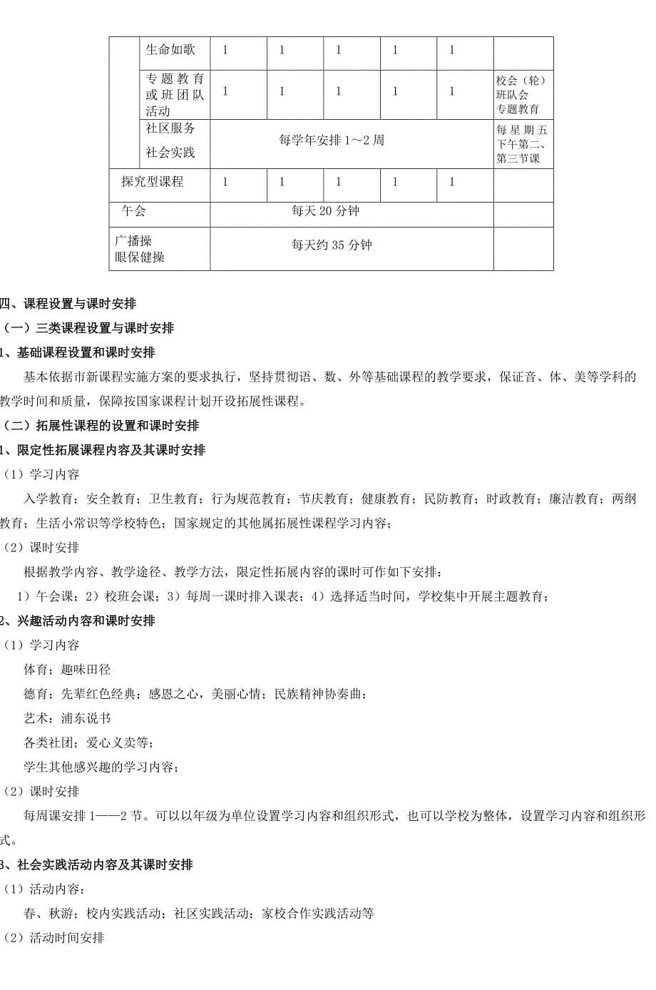 北蔡镇中心小学课程计划_第5页