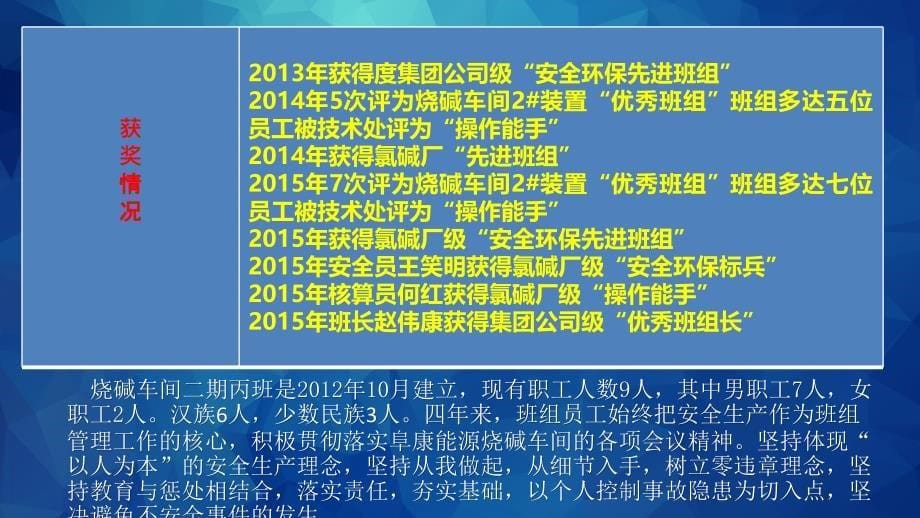 烧碱车间二期丙班安全标准化班组汇报2_ppt课件_第5页