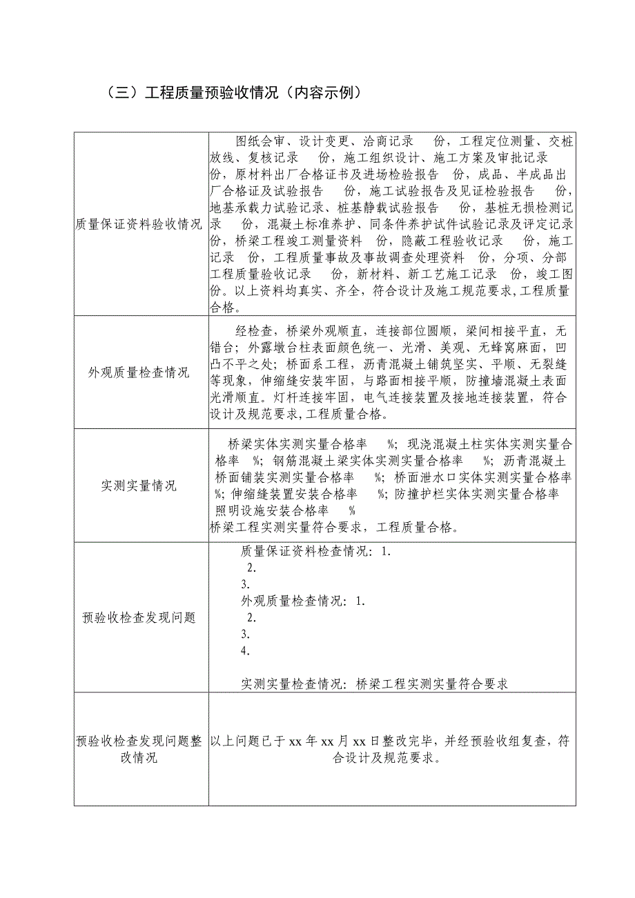 郑州市市政基础设施工程预验收、竣工验收标准化表格_第4页