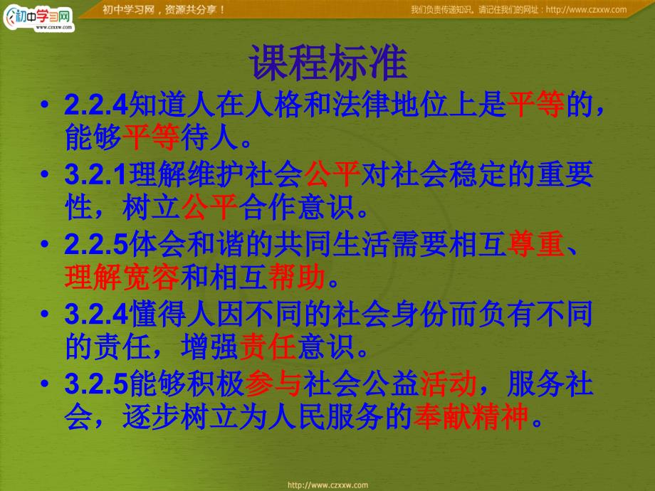 广西南丹县高级中学政治人教版九年级复习《专题同在阳光下》课件_第2页