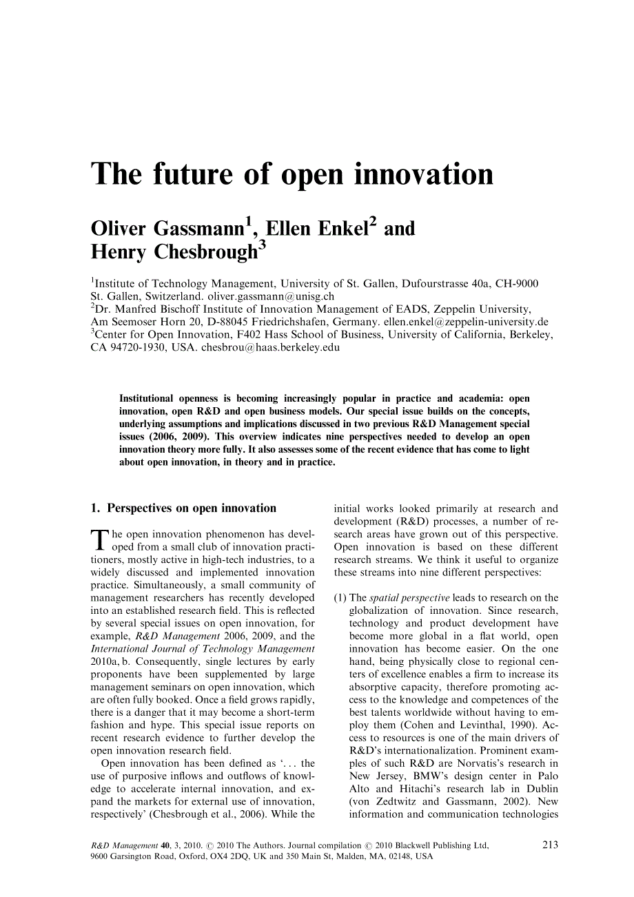 The future of open innovation_第1页