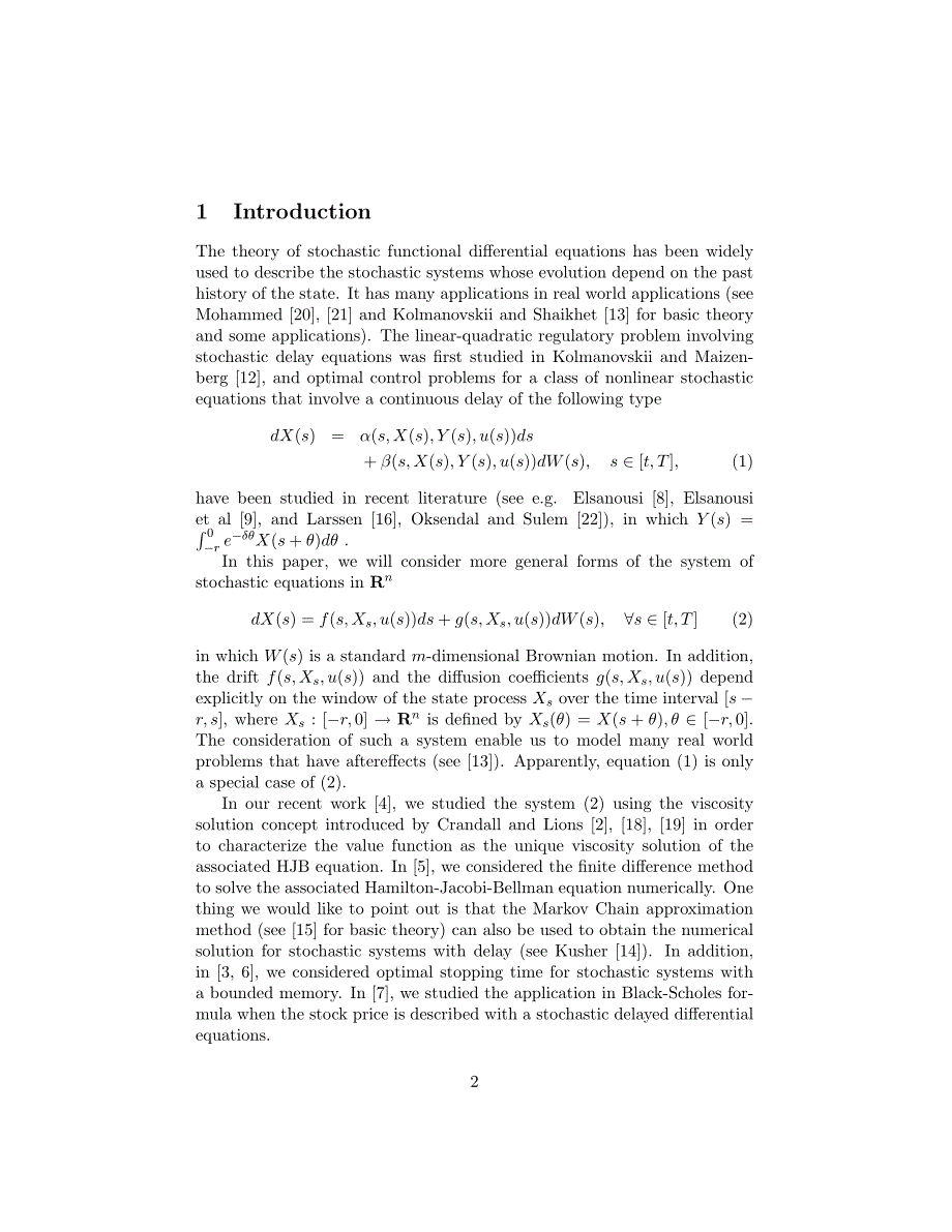 Stochastic Optimal Control Problems with a Bounded Memory_第2页