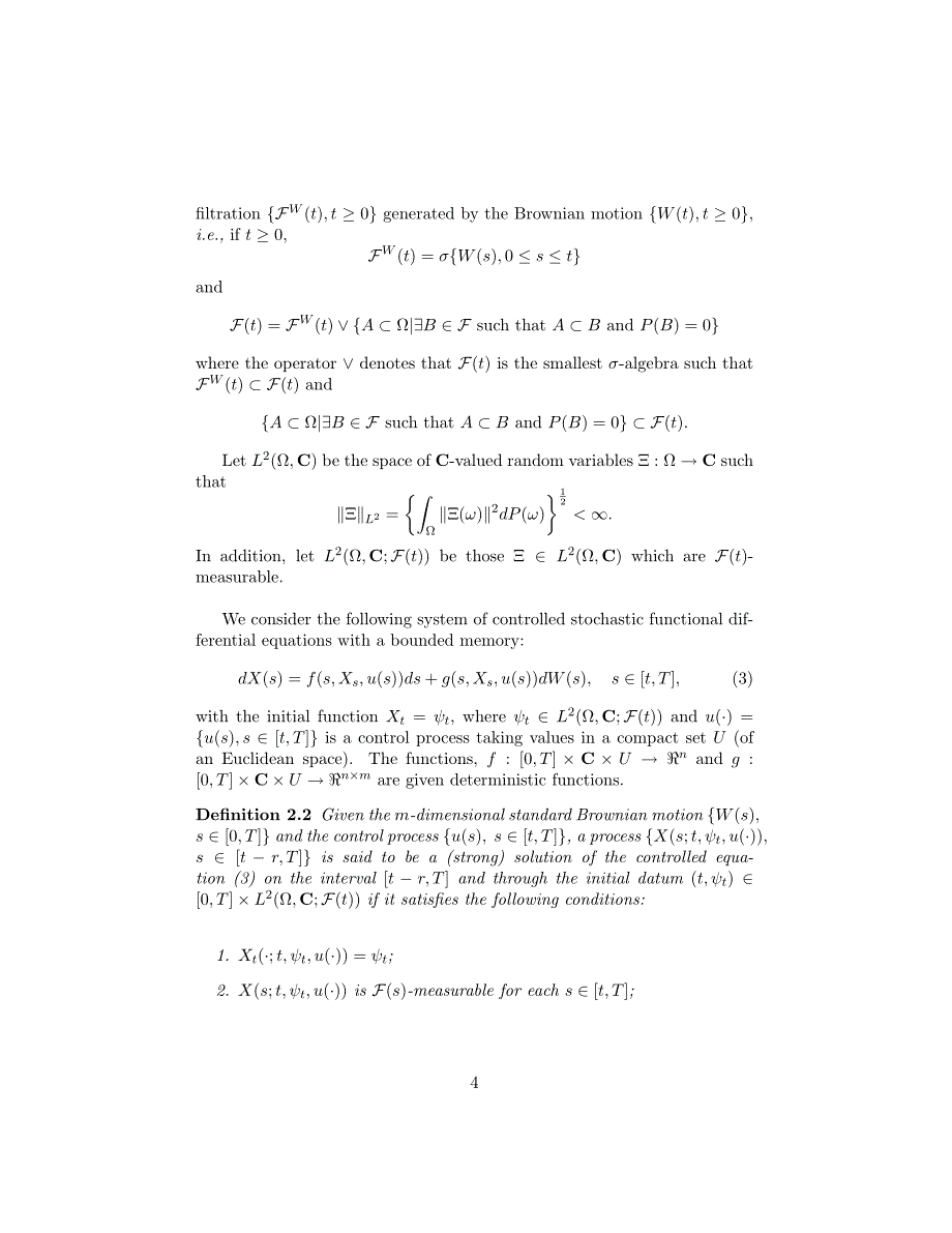 Stochastic Optimal Control Problems with a Bounded Memory_第4页