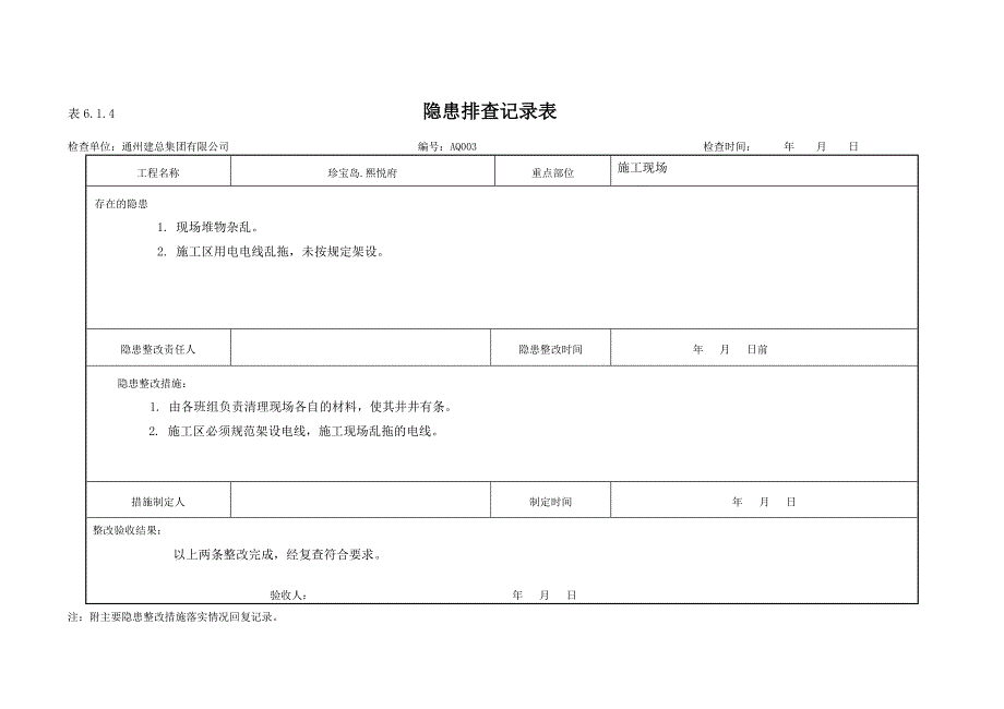 隐患排查记录表：6.1.4_第3页