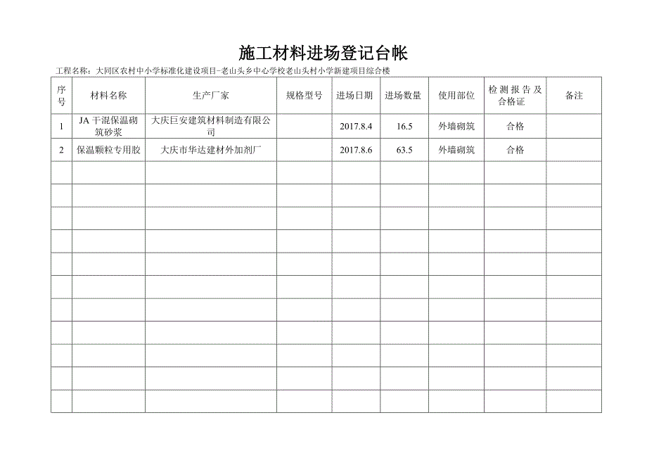 施工现场材料进场登记台帐1_第4页