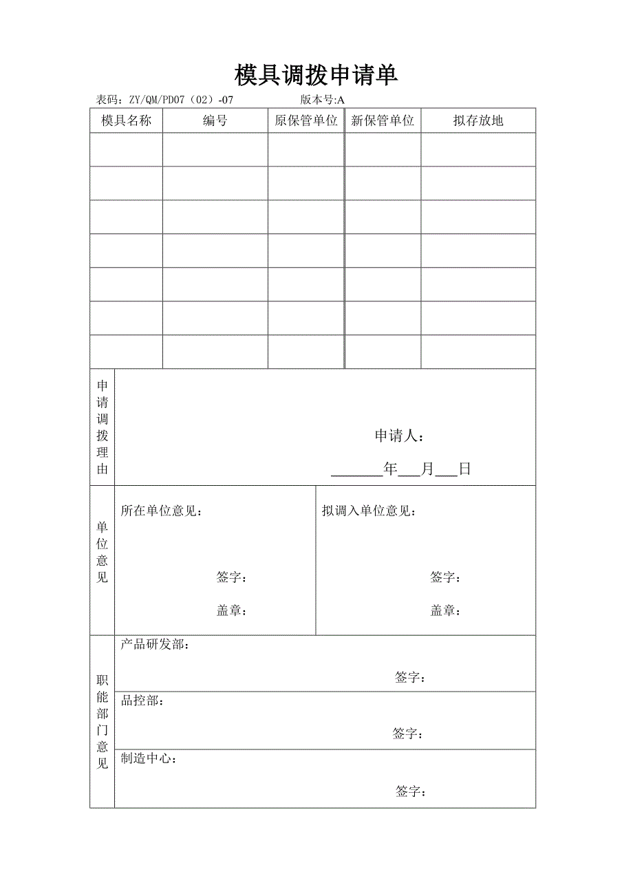模具调拨申请单_第1页