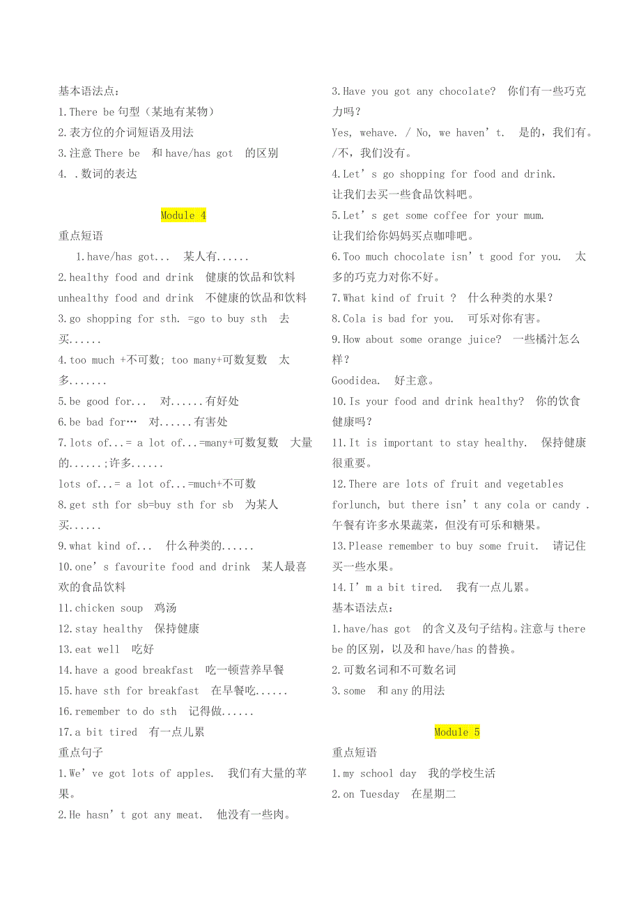 外研版七年级上册英语重点短语及句子_第3页