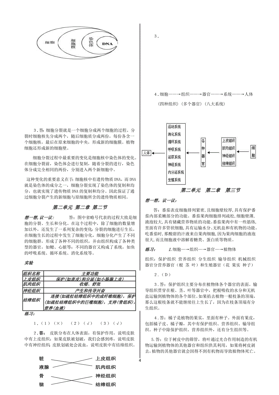 2012年人教版生物学七年级上册课本问题答案_第4页