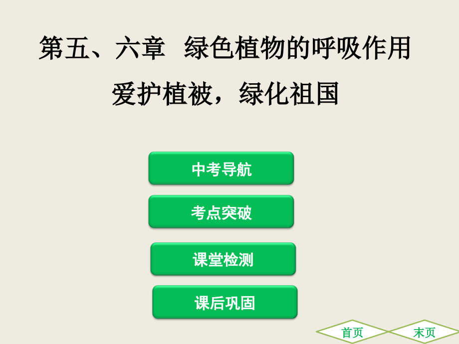 复习课件第三单元_第五六章   绿色植物的呼吸作用   爱护植被绿化祖国 （共81张ppt）ppt课件_第1页