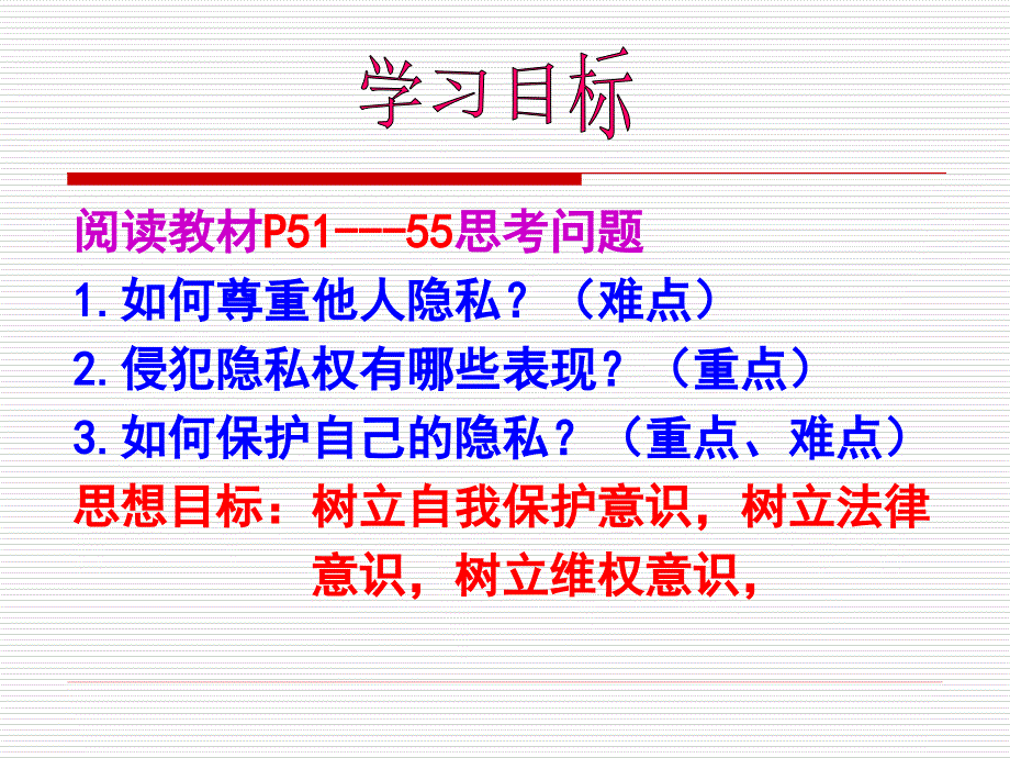 人教版八年级思想品德下册第三单元隐私受保护课件_1_第4页