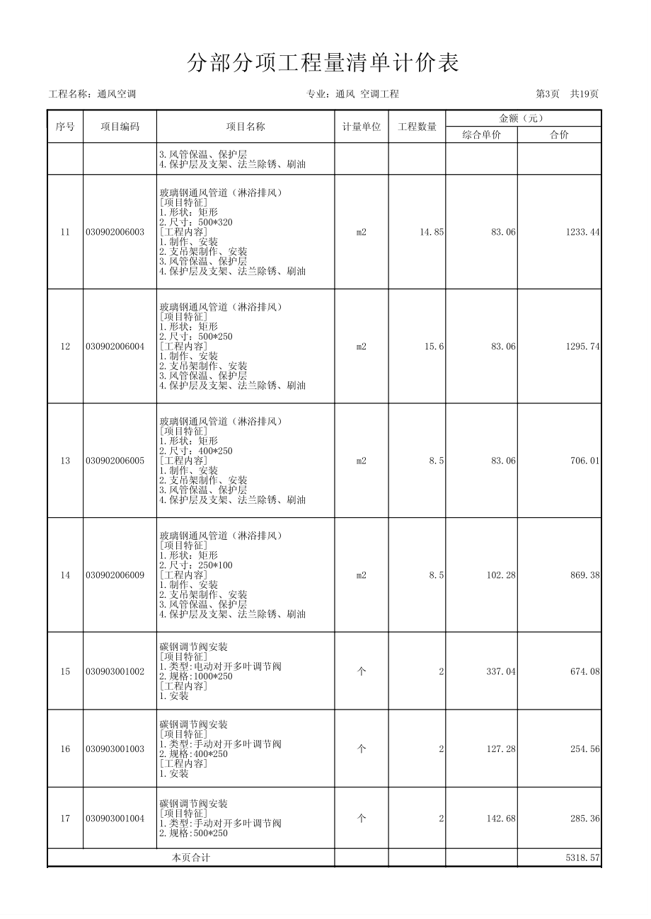 某综合体育场馆体育馆附楼通风空调工程投标预算书_第4页