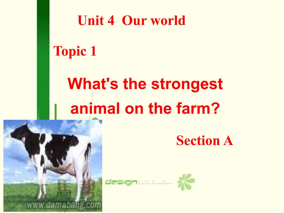 《unit 4 our worldtopic 1 whats the strongest animal on t课件》初中英语科普版八年级上册_第1页
