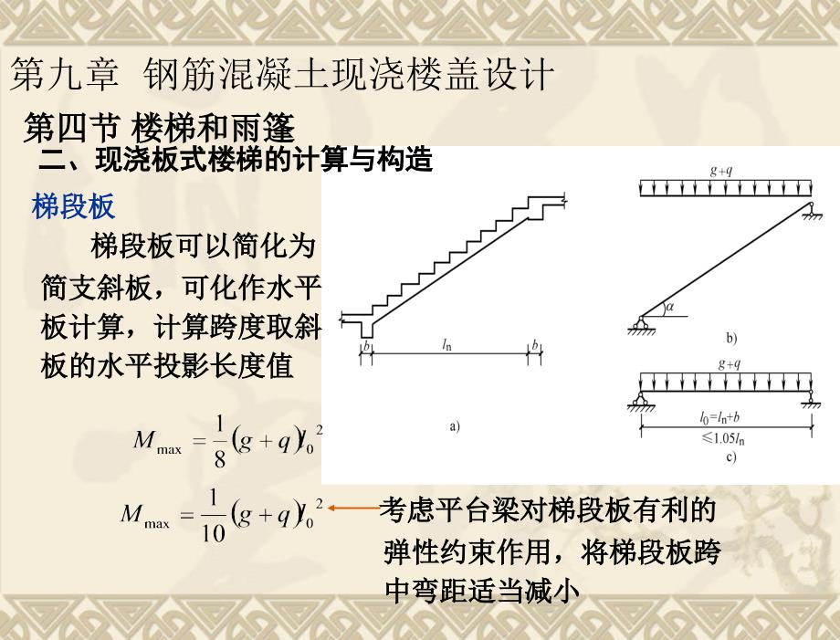 建筑结构_第2版 教学课件 杨鼎久第2版第九章 钢筋混凝土现浇楼盖设计 第九章 第四节 楼梯和雨篷_第4页