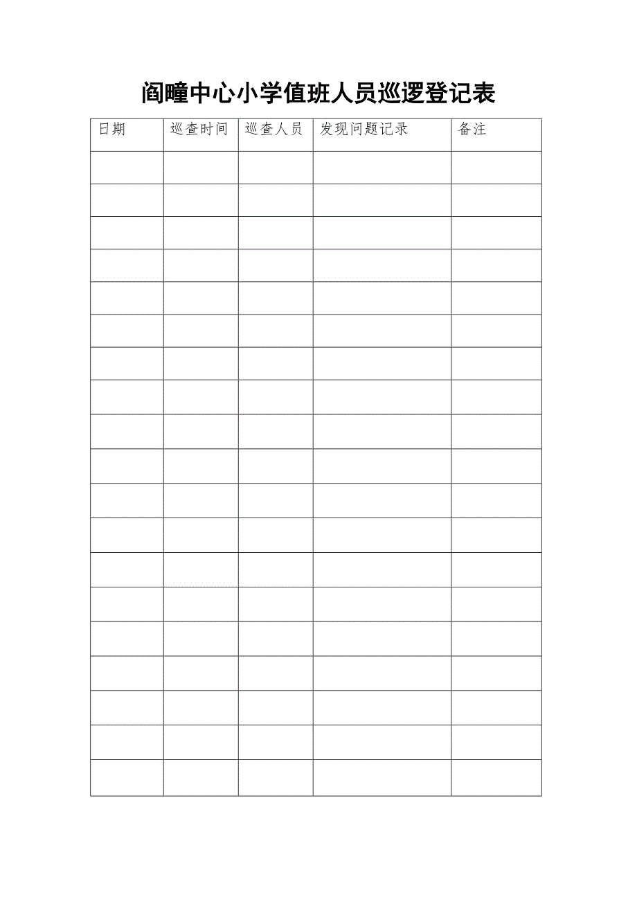 学校巡逻登记表_第1页