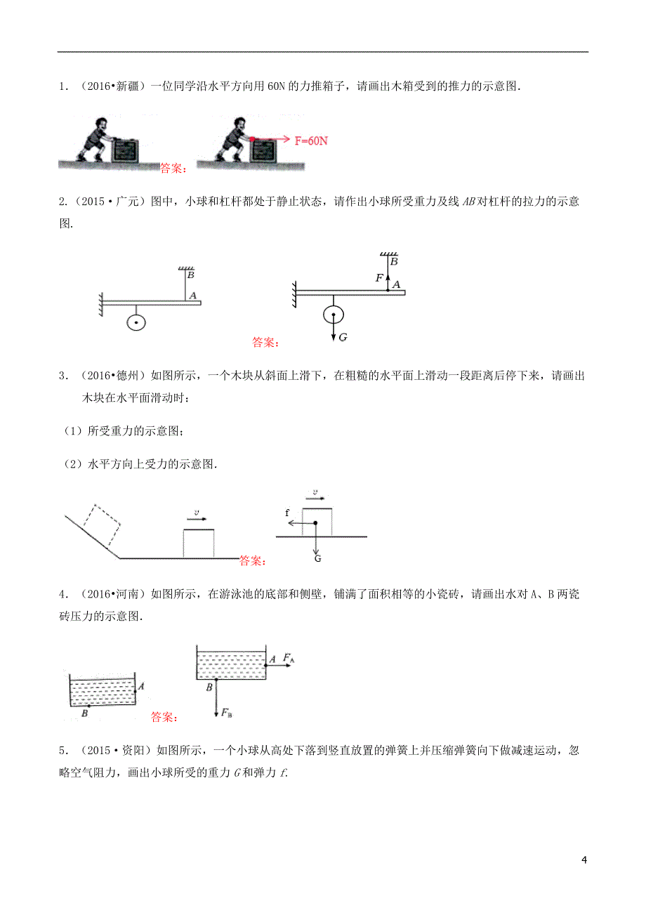 中考物理专题复习 题型复习（二）作图题练习_第4页