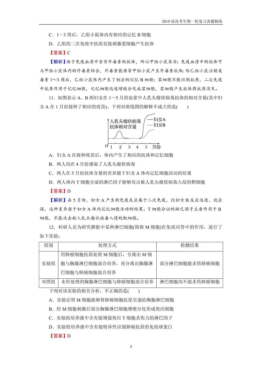 2019届高考生物一轮复习必修3 第1单元 第4讲 课后真题精练_第5页