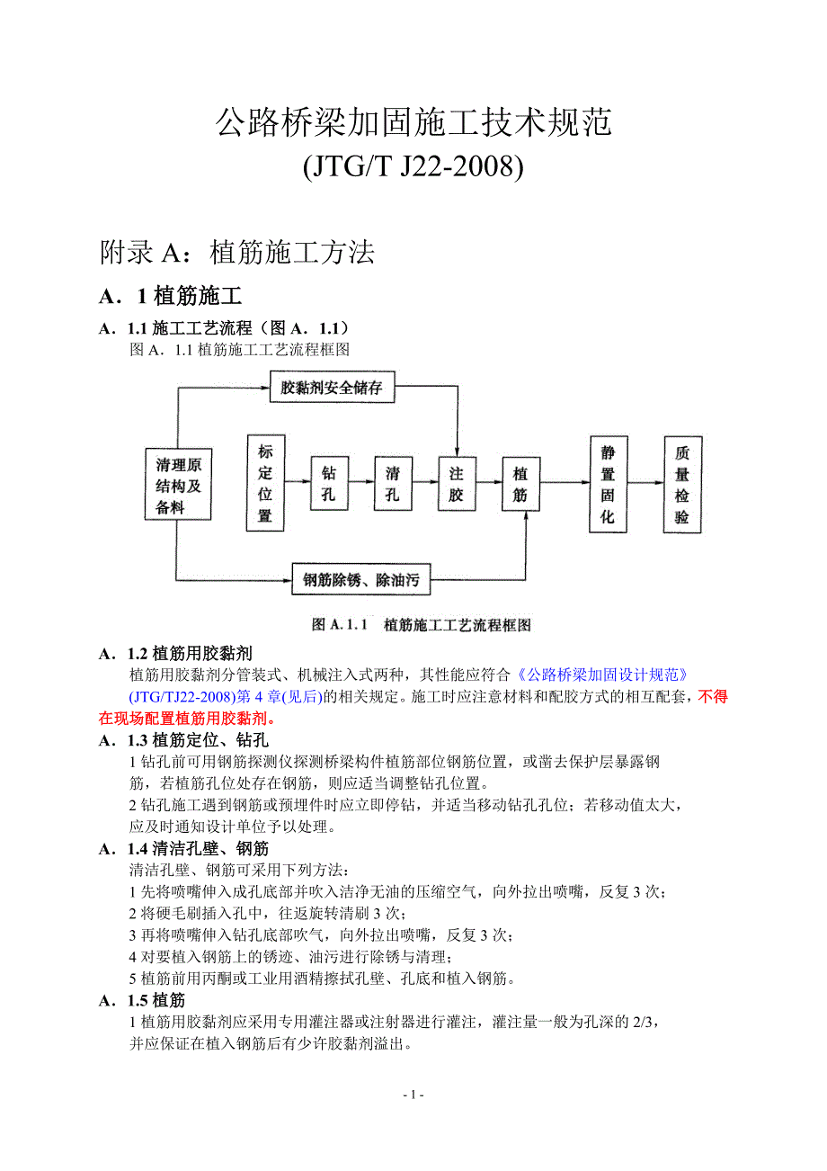 公路桥梁加固施工技术规范jtgt j22-2008 植筋施工方法_第1页