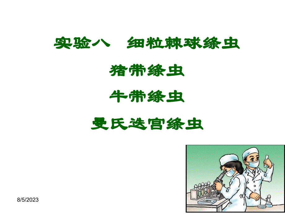 实验八细粒棘球绦虫猪带绦虫牛带绦虫曼氏迭宫绦虫 ppt课件_第1页