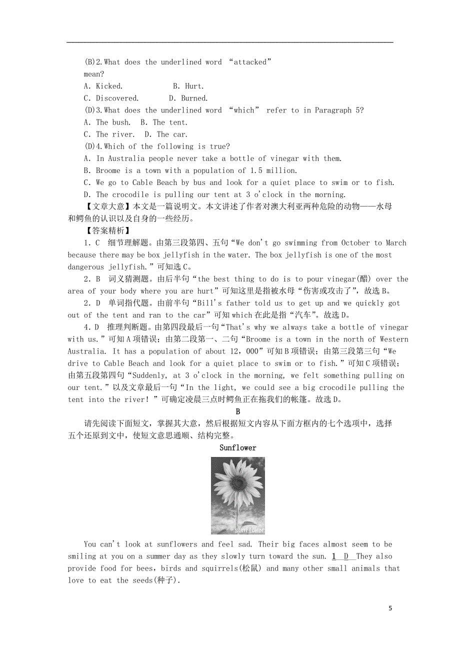 中考英语 话题二十 自然习题1_第5页