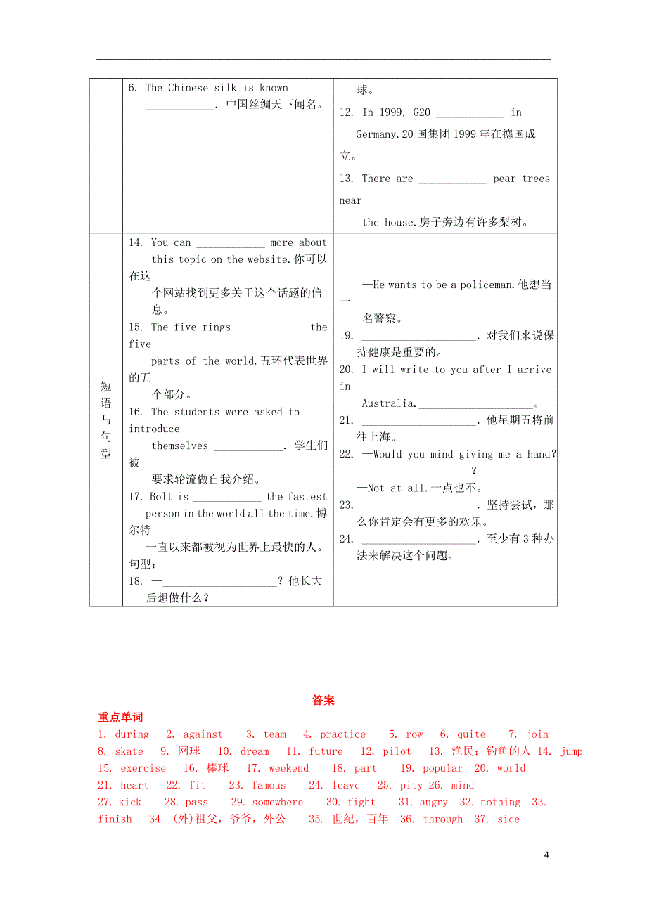 中考英语 第一部分 基础知识梳理 八上 Unit 1习题1_第4页