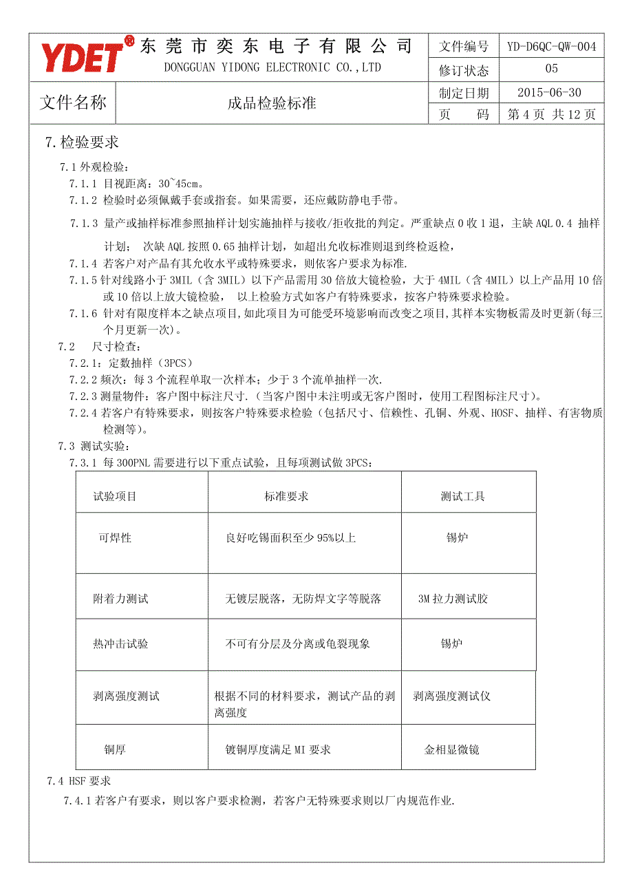 fpc成品检验标准_第4页