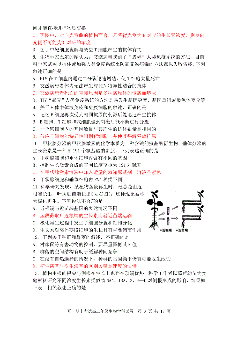 2012开一高二期末考试生物试卷_第3页