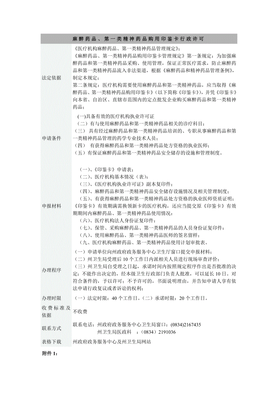 麻醉药品第一类精神药品购用印鉴卡行政许可_第1页
