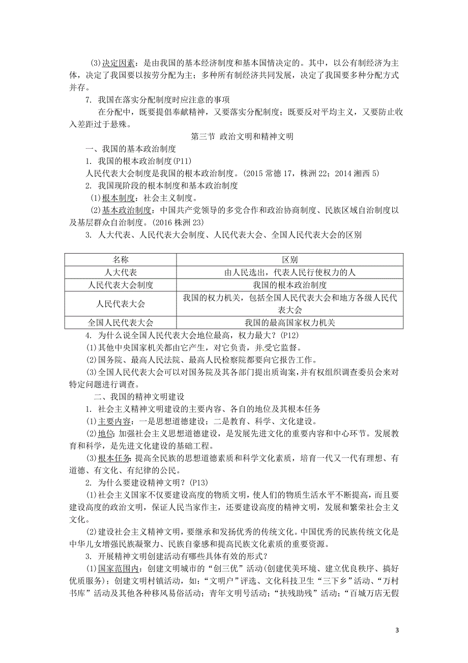 中考政治 第一部分 教材知识梳理（八下）第一单元 生活在社会主义国家里2 [湘教版]_第3页