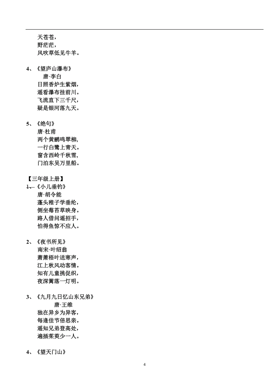 新课标人教版小学一至六年级古诗词及日积月累汇总_第4页